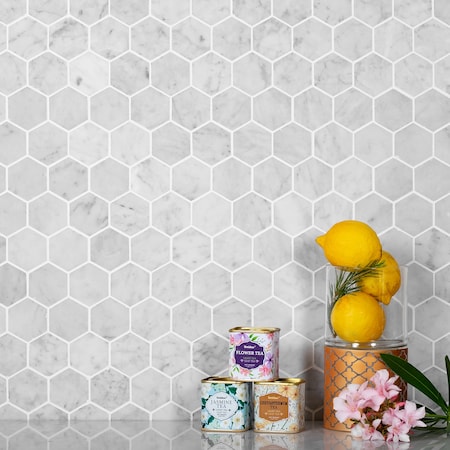 Apollo Tile Sample of 2" Honed Carrara Hexagon  11.8"x11.8" Marble Mosaic Tile APLKB99G03HEC27 Sample